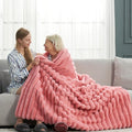 Cozy Bliss Faux Fur Throw Blanket for Couch, Cozy Warm Plush Striped Blanket for Sofa Bedroom Living Room,60 * 80 Inches Hot Pink-Ruum Studio Home