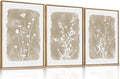 HPINUB Large Boho Wildflowers Canvas Framed Wall Art Set,Minimalist Vintage Flower Wall Decor,Beige Floral Botanical Artwork for Living Room Bedroom,Dining Room,Office -16"x24"x3-Ruum Studio Home