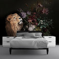 Lion Floral Wallpaper Nursery Wildlife Background Wall Mural Children's Room (Not Peel and Stick)-Ruum Studio Home