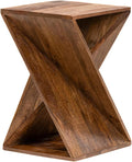 Modern Hand Made One-of-a-Kind Carved Mango Wood End Table, Farmhouse Side Table,Farmhouse End Table,Living Room,Bedroom, Accent Table, Contemporary Architectural Designed Natural-Ruum Studio Home