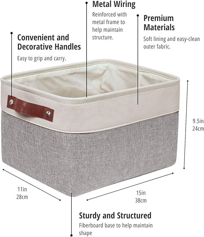 DECOMOMO Storage Baskets for Shelves - Fabric Closet Organizers and Storage Bins, Perfect Baskets for Organizing Closet Toys Nursery (Grey and White, Large - 4 Pack)-Ruum Studio Home