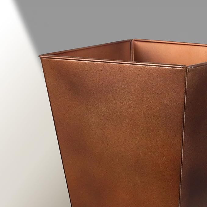 KOL 25'' & 28'' Tall Galvanized Steel Planter with Saucer, Metal Planter Pots for Indoor & Outdoor Use, Decorative Flower Plant Pots with Drainage Hole for Front Porch, Patio, Deck - Rust Color-Ruum Studio Home