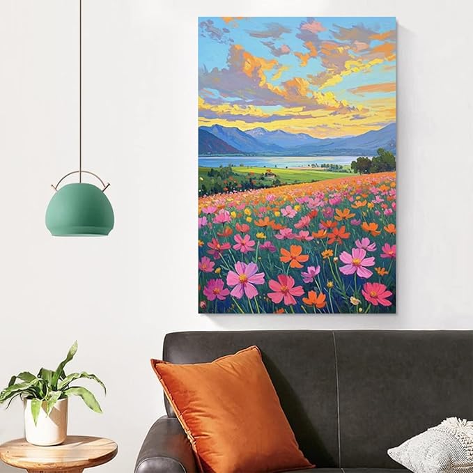 Colorful wildflowers field scenery poster artwork wall decoration wildflowers everywhere wall painting suitable for bedroom home office-Ruum Studio Home