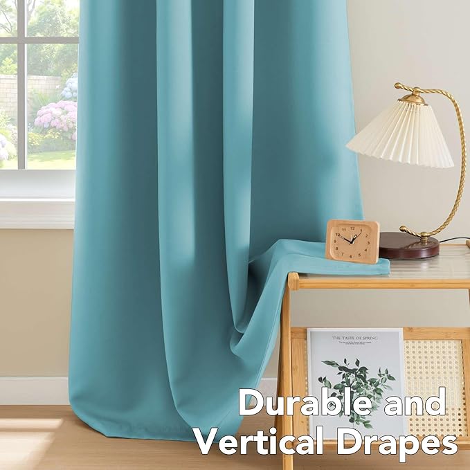 H.VERSAILTEX Blackout Curtains for Bedroom Living Room Thermal Insulated Drapes Innovated Microfiber Window Panels Drapes, Grommet Top, 52 by 96 - Inch -Set of 2 - Aqua-Ruum Studio Home