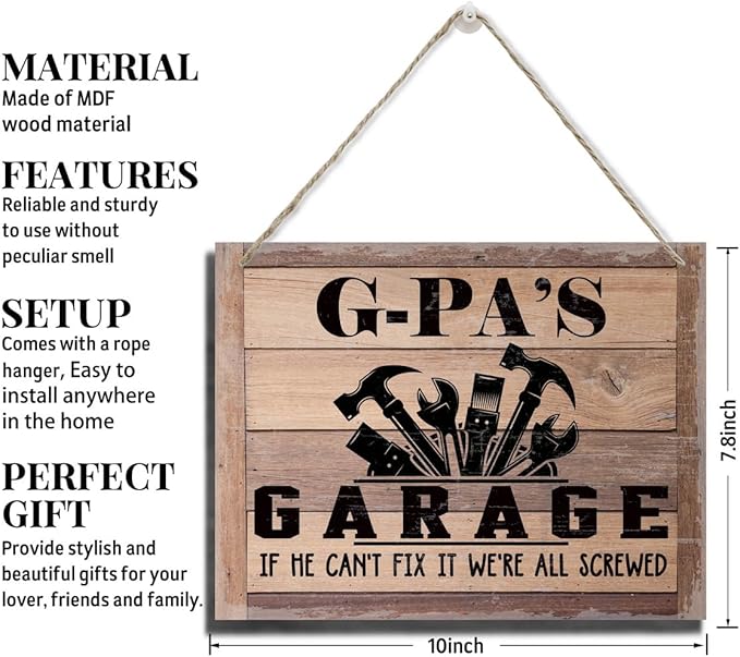 Rustic Wood Sign - Father's Day & Grandpa's Gift - Decor Hanging Wall Art - 'If He Can't Fix It...'-Ruum Studio Home