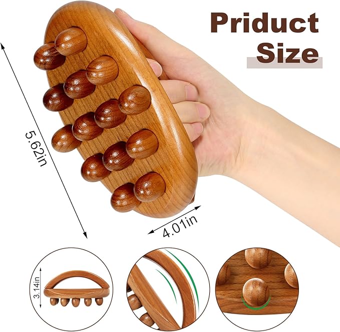 Wood Therapy Fascia Release Massage Tools, Manual Trigger Point Lymphatic Drainage Cellulite Massager, Wooden Massage Brush Gua Sha Body Sculpting Tool, Pain Relief and Body Shaping-Ruum Studio Home