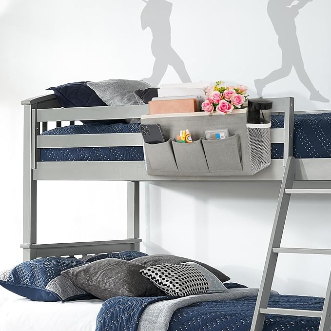 Bedside Storage Caddy/Bedside Hanging Storage Bag for Headboards Bunk Beds Dorm Rooms Book Phone Magazine Holder (New Grey)-Ruum Studio Home