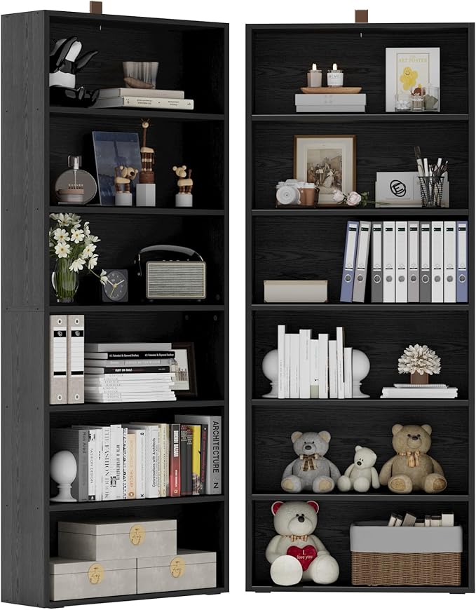 IRONCK Bookshelves and Bookcases Set of 2 Floor Standing 6 Tiers Display Storage Shelves 70 in Tall Bookcase Home Decor Furniture for Home Office, Living Room, Bed Room-Ruum Studio Home
