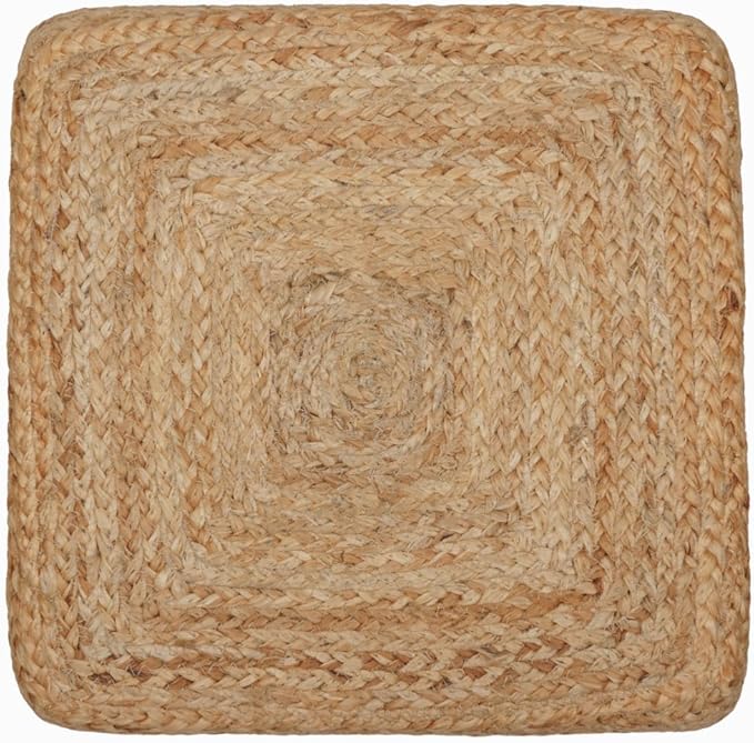 REDEARTH · Cube Pouf Foot Stool Ottoman - Jute Braided Pouffe Poof Accent Sitting Footrest for The Living Room, Bedroom, Nursery, Patio, Lounge - Set of 2 (14.5”x14.5”x16”; Natural Olive)-Ruum Studio Home