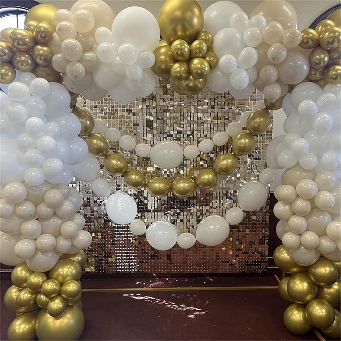 White Sand Linking Balloons, 100PCS 6 Inch Small Ivory Quick Link Balloons for Making Balloon Wall Heart Arch, Tails Balloon for Wedding Birthday Baby Shower Engagement Graduation Party Decorations-Ruum Studio Home