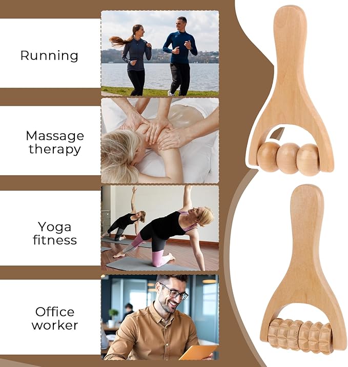 2 Pcs Wooden Massage Roller, Massage Hand Roller Massagers for Neck Muscle Rollers Stick Wooden Massager Tool for Back Rolling Hands Foot The Face Ball Full Body-Ruum Studio Home