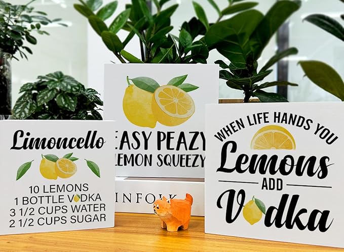 Summer Lemons Decor for Home Farmhouse Lemon Themed Tiered Tray Decor 3 Pcs Lemon Decorative Wood Box Signs Table Desk Shelf Kitchen Decoration-Ruum Studio Home