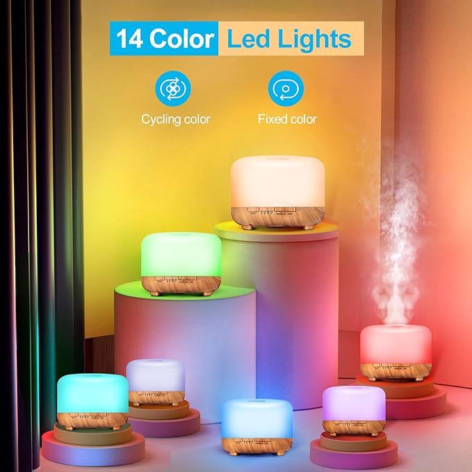 YIKUBEE Oil Diffuser with Essential Oils Set, 500ml Diffuser, 6x10mL Essential for diffusers for Home, Aromatherapy Humidifier, Diffusers for Essential Oils Large Room-Ruum Studio Home