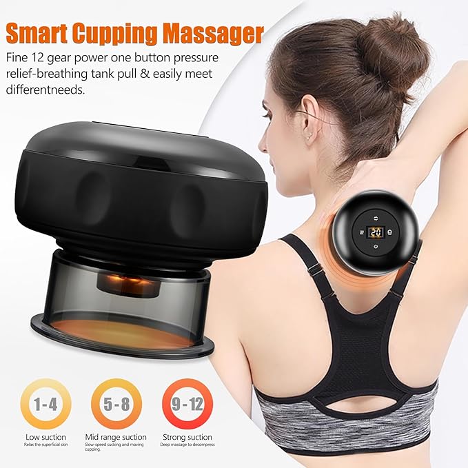 Smart Cupping Therapy Massager 2 Set, 4 in 1 Electric Cupping Massager Device, Smart Cupper Relieves Muscle Soreness, Improves Blood Circulation and Speeds Up Recovery After Exercise (Black)-Ruum Studio Home