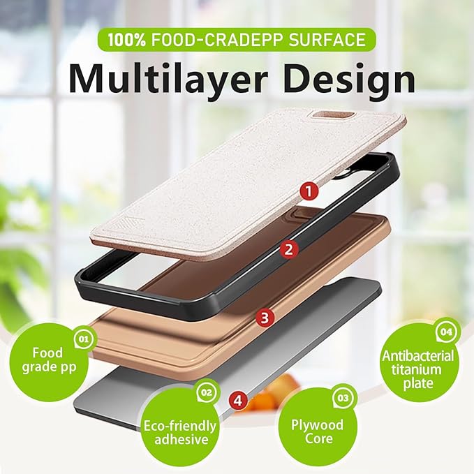 FIRE HIVE Pure Titanium & Platycodon Cutting Board - Double-Sided Large Kitchen Board, 16x11 Inch, Multi-Functional & Safe Cleaning Surface-Ruum Studio Home