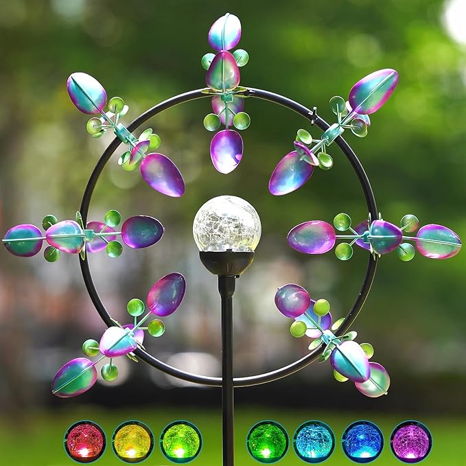 Large Solar Wind Spinner Outdoor, Metal Wind Sculpture Kinetic for Patio Garden Yard Decor, Gift for Family or Friends-Ruum Studio Home