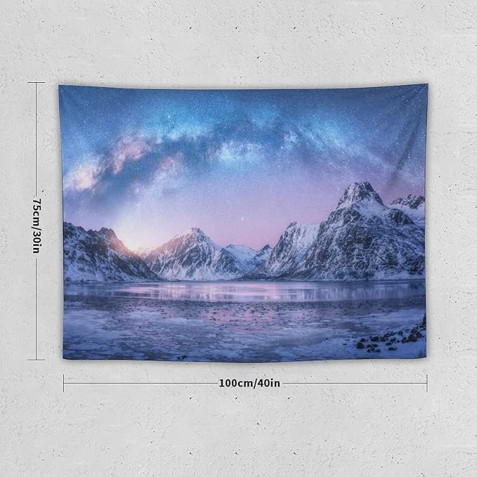 HZOHNAGO Mountain Tapestry Aurora Snow Mountain Sunset Pattern Printed Wall Tapestry Wall Hanging for Bedroom Living Room Dorm 40" W x 30" H-Ruum Studio Home