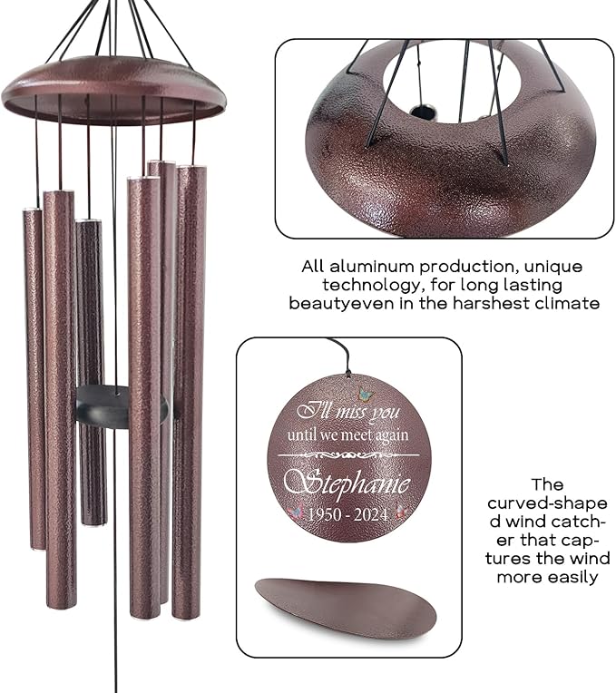 ASTARIN 36" Large Deep Tone Personalized Sympathy Wind Chimes, Memorial Wind Chime for Loss of Mother Father Loved One, Hummingbird Bereavement Gifts Decor Outdoor Patio Garden Graveyard-Ruum Studio Home