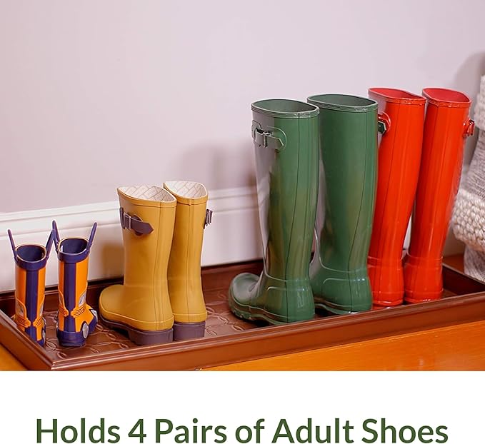 Good Directions Large Boot Tray, Circles Multi-Purpose All Weather Decorative Boot Tray, Shoes, Plants, Garage, Patio Door, Pet Bowls, 34 inch Entry Indoor Shoe Tray, Copper Finish-Ruum Studio Home