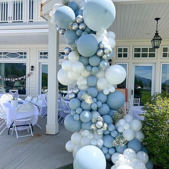 130pcs Dusty Blue Balloons Different Sizes 18" 12" 10" 5" Slate Blue Balloons for Boys Girls Baby Shower Wedding Anniversary Graduation Engagements Birthday Party Decorations-Ruum Studio Home