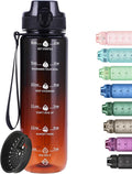 32oz Motivational Water Bottles with Time Marker & Fruit Strainer, Transparent Gradient Color Water Bottle with Times to Drink, Leakproof & BPA Free, Reusable Bottle with Strap (No Straw)-Ruum Studio Home