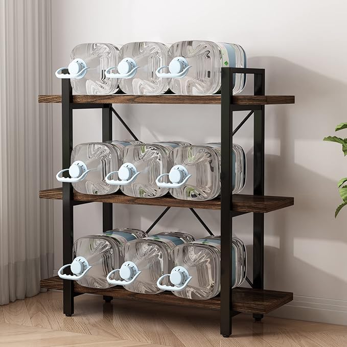 3 Tier Bookshelf Modern Rustic Open Bookshelf Office Solid Wood Bookcase and Book Shelves Wood and Metal Shelving Unit,Distressed Brown (AY-02-3Tier)-Ruum Studio Home