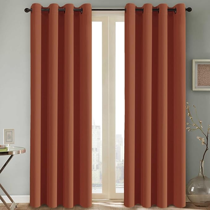 H.VERSAILTEX Thermal Insulated Blackout Window Panels Microfiber Formaldehyde-Free Kids Curtains for Holiday Season Home Decoration,Grommet Top,52 by 96 - Inch - Orange - Set of 2-Ruum Studio Home