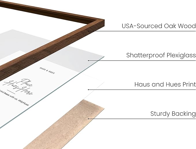 HAUS AND HUES Photo Gallery Wall Frame Set - Set of 5 Walnut Frames for Gallery Wall, Gallery Wall Frames, Multiple Picture Frames for Wall Collage (Two 8x10, Two 11x14, One 16x20 Framed Walnut)-Ruum Studio Home