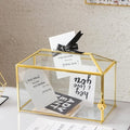 Glass Wedding Card Box with Slot, 12.6 inch Large Clear Card Box Gold Brass Gift Card Storage Box with Lock for Wedding Receptions, Baby Shower, Birthday Party, Bridal Shower-Ruum Studio Home
