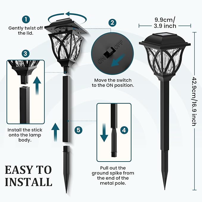 GIGALUMI Solar Lights Outdoor Waterproof, 8 Pack LED Solar Garden Lights, Outdoor Decorations, Garden Decor for Yard, Patio, Landscape, Planter, Walkway (Cold White)-Ruum Studio Home