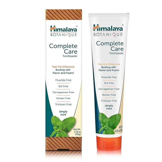Himalaya Botanique Complete Care Toothpaste, Herbal, Mint Flavor, Fights Plaque, Freshens Breath, Fluoride Free, No Artificial Flavors, SLS Free, Cruelty Free, Foaming, 5.29 Oz, 2 Pack…-Ruum Studio Home