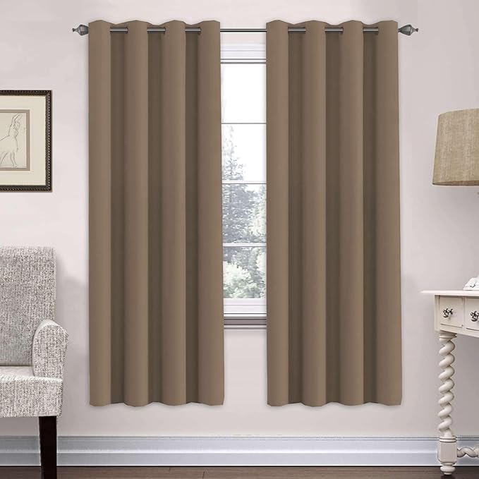 H.VERSAILTEX Ultra Soft Microfiber Thermal Insulated Antique Copper Grommet Blackout Curtains/Window Treatment Draperies 52 by 72 - Inch for Living Room/Bedroom, Set of 2 - Macchiato-Ruum Studio Home