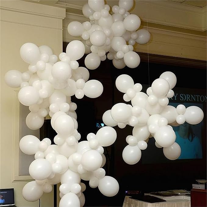 White Link Balloons, 100PCS Linking Balloons with Tail for Making Balloon Wall Arch and Chains, Pearl Quick Balloon for Wedding Birthday Baby Shower Engagement Graduation Party Decorations (6inch)-Ruum Studio Home