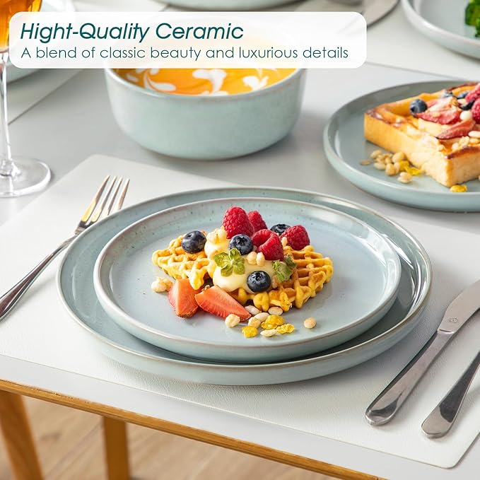 vancasso ANYA 18 Pieces Plates and Bowls Set, Mint Green Dinnerware Sets, Reactive Glaze Dishes Set for 6, Ceramic Dishware Sets Kitchen Dinner Set, Microwave & Dishwasher Safe-Ruum Studio Home