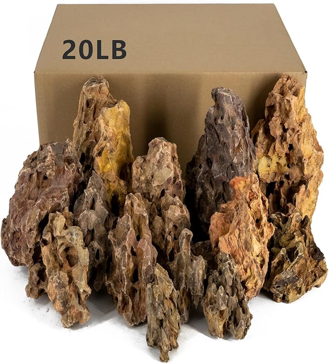 Dragon Rocks Aquarium Rock aquascaping Natural Stone Rocks Fish Tank Decor Rocks for Aquariums Landscaping Model Tank Decoration Aquarium Miniature -20Lb (2-8 inch)-Ruum Studio Home