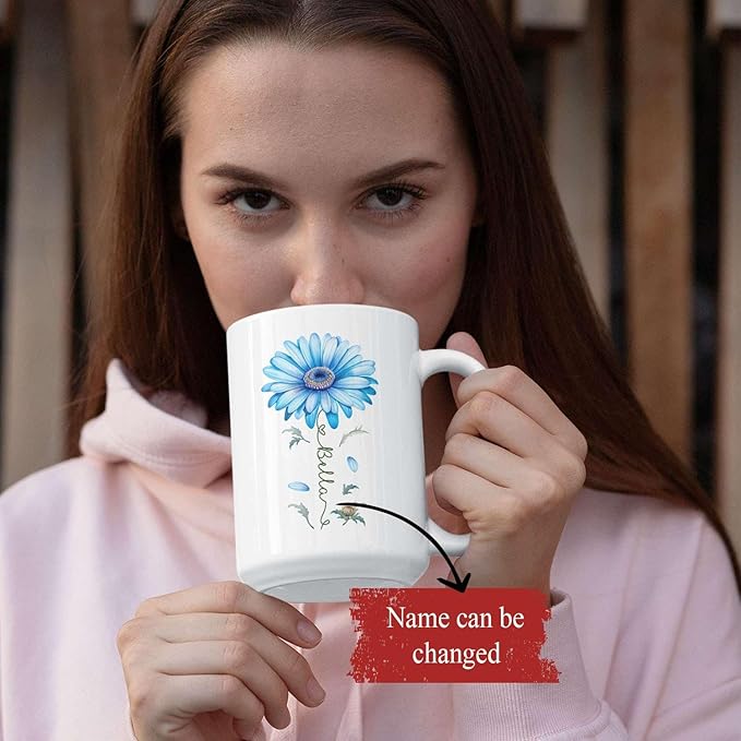 Adorable Gerbera Daisy Flower Mug, Customized Flower Themed Cup With Name, Novelty Daisy Flower Accent Mug 11oz 15oz, Custom Daisy Lover Coffee Cup, Personalized Flower Mug For Birthday-Ruum Studio Home