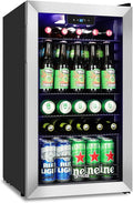 120 Can Beverage Refrigerator – Mini Fridge with Glass Door for Soda Beer or Wine, Beverage Cooler for Bedroom, Office, Bar with Adjustable Shelves & Digital Temperature Display, Silver-Ruum Studio Home