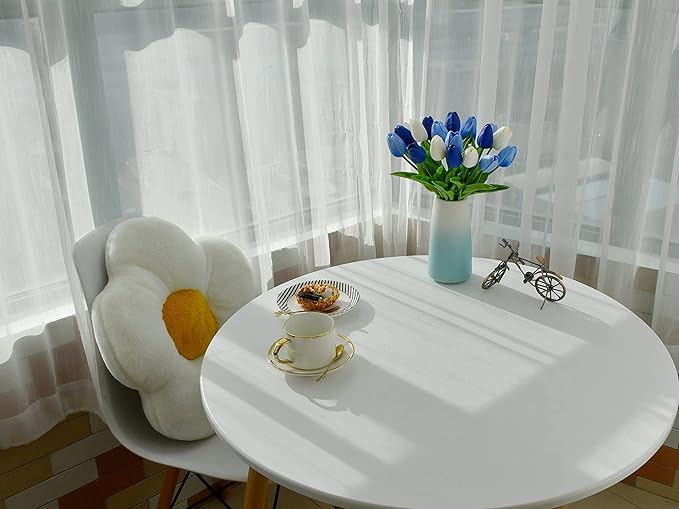 Mandy's Artificial Tulips 20 Stems Shades of Blue PU Faux Flowers for Wedding Home Decor 13.5 Inch-Ruum Studio Home