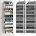 SpaceAid 2 Pack Over The Door Organizer with 5 Large Pockets and 10 Mesh Side Pockets, 5 Layers Door Organizer Hanging with Clear Window for Bedroom, Bathroom, Pantry and Nursery, Gray-Ruum Studio Home