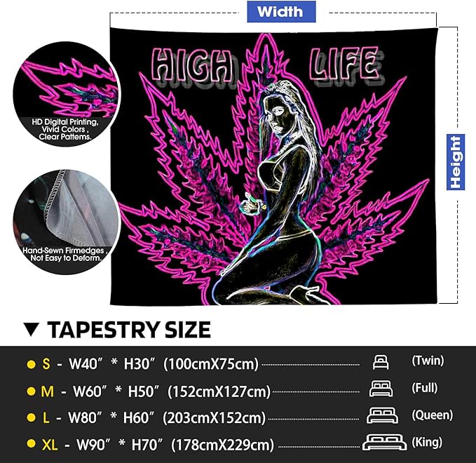 ADDWel Blacklight Tapestry for Bedroom, Tapestry Glow In The Dark, UV Reactive Black Light Posters Wall Hanging for Bedroom Dorm Living Room Backdrop Decor-Ruum Studio Home