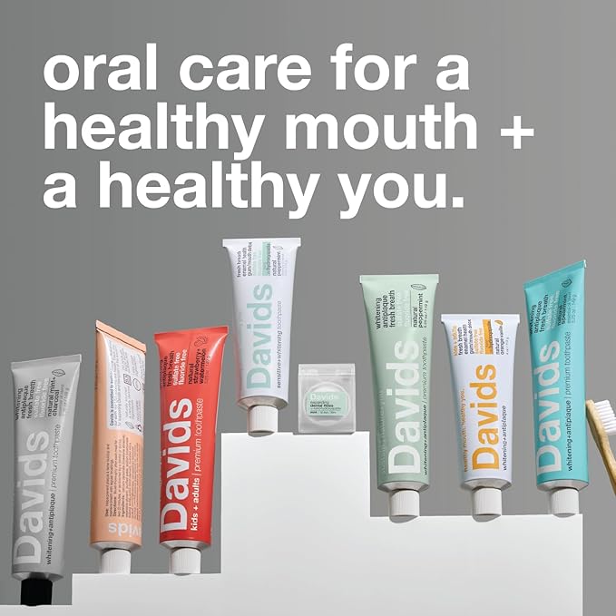 Davids Hydroxi™ Fluoride Free Nano Hydroxyapatite Toothpaste for Remineralizing Enamel & Sensitive Relief, Whitening, Antiplaque, SLS Free, Natural Peppermint, 5.25oz, Made in USA (3 Pack)-Ruum Studio Home