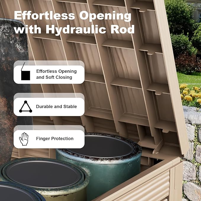 45 Gallon Deck Box Large Outdoor Storage for Patio Furniture,Outdoor Cushions,Garden Tools and Pool Supplies,Waterproof,Resin,Lockable(Grey)-Ruum Studio Home