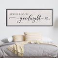 LuZhiQiang Above Bed Love Theme Wall Decor Always Kiss Me Goodnight Sign 40"×15" Wood Framed for Master Bedroom Over Bed Wall Art (Black)-Ruum Studio Home