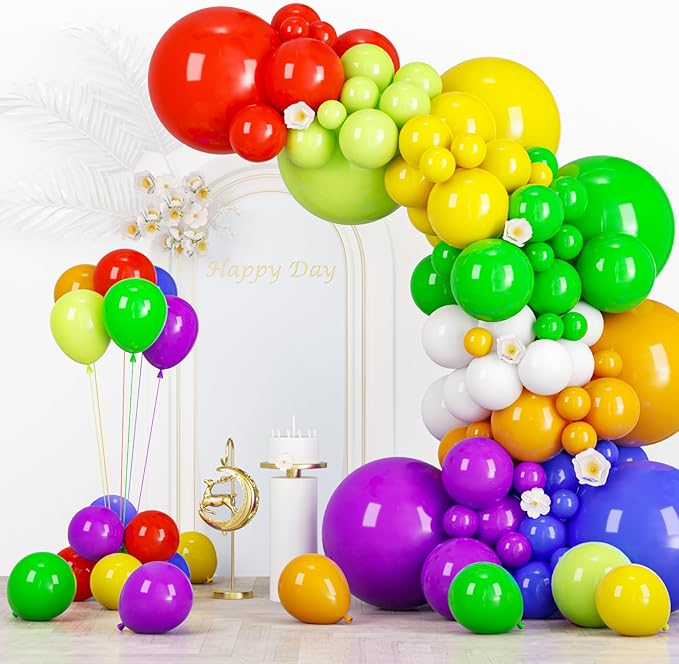 134pcs Rainbow Balloon Arch Kit Different Sizes 18" 12" 10" 5" Assorted Color Latex Balloon Garland Arch Kit for Birthday Baby Shower Graduation Wedding Gender Reveal Party Decorations-Ruum Studio Home