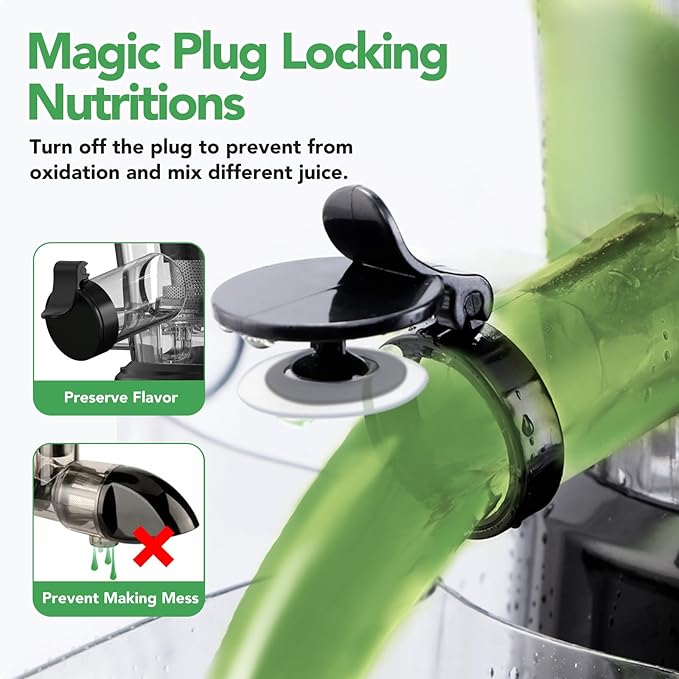 Aeitto Cold Press Juicer with Large Feed Chute, Large Capacity, Juicer Machines for Fruits and Vegetables, Slow Masticating Juicer Self Feeding, Easy to Clean, High Juice Yield-Ruum Studio Home