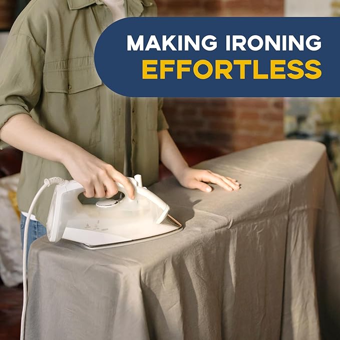 Full Size Ironing Board with Iron Rest, Heavy Duty Compact Ironing Board 43"x13" with Thick Cover and Pad, Height Adjustable Sturdy Iron Stand, Blue-Ruum Studio Home