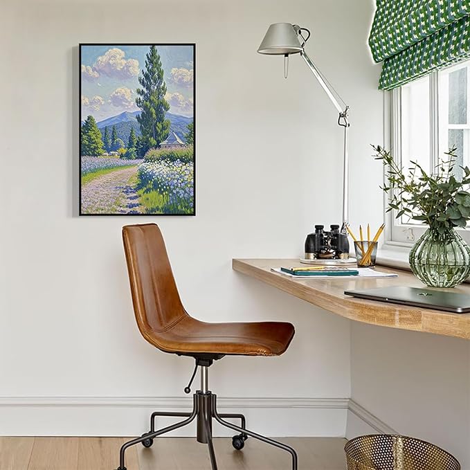 Countryside wildflowers landscape canvas poster natural plant flower artwork retro pastoral flower path suitable for farmhouse decoration-Ruum Studio Home