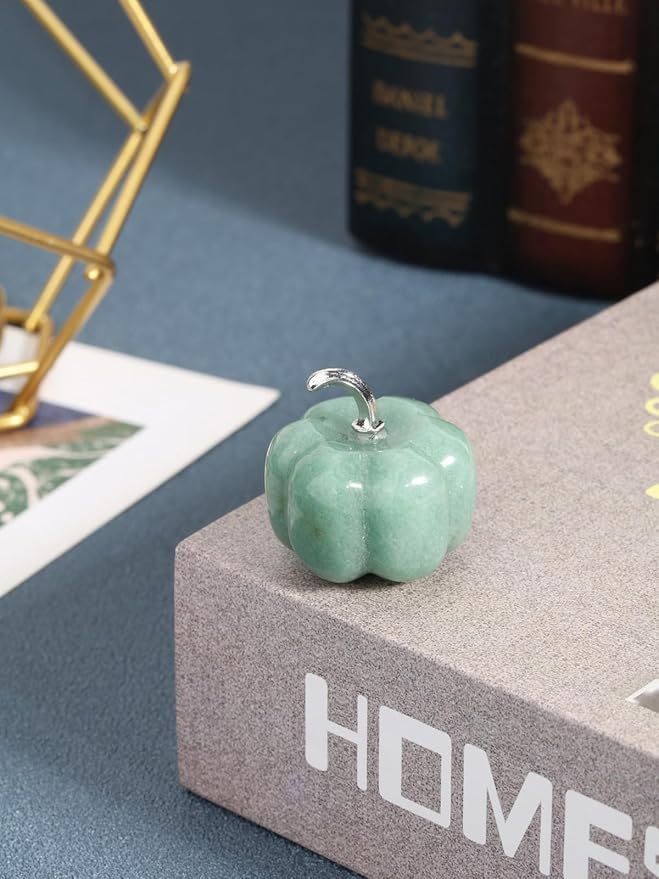 Jovivi Green Aventurine Crystal Pumpkin Figurine, 1.2" Mini Carved Gemstone Pumpkin Statue Decor Healing Stones Decorative Ornaments for Fall Harvest Thanksgiving Halloween Decorations Home Decor-Ruum Studio Home