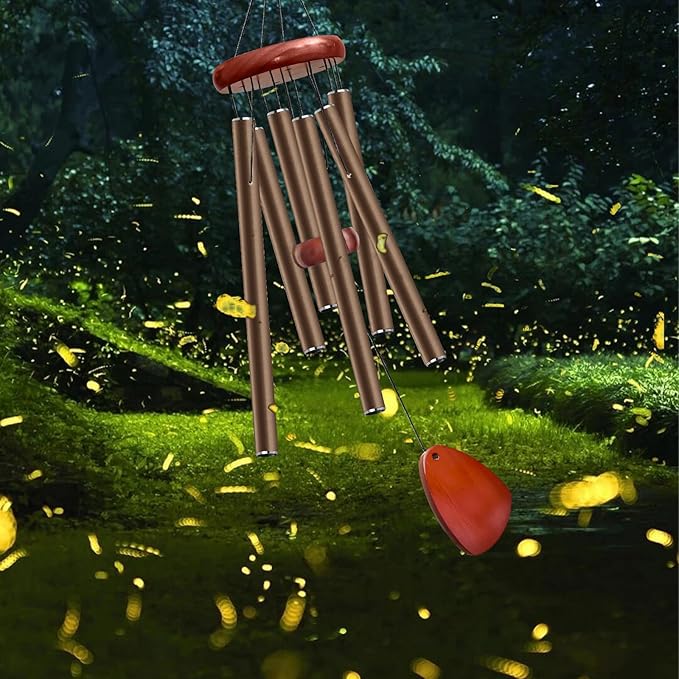 28" Wind Chime for Mothers Day, Decorative Wind Chimes for Outside, Memorial Windchimes Remembrance Gift for Women Mom Grandma, Metal Wind Chimes Outdoor Decor for Garden Patio Zen(Coffee)-Ruum Studio Home