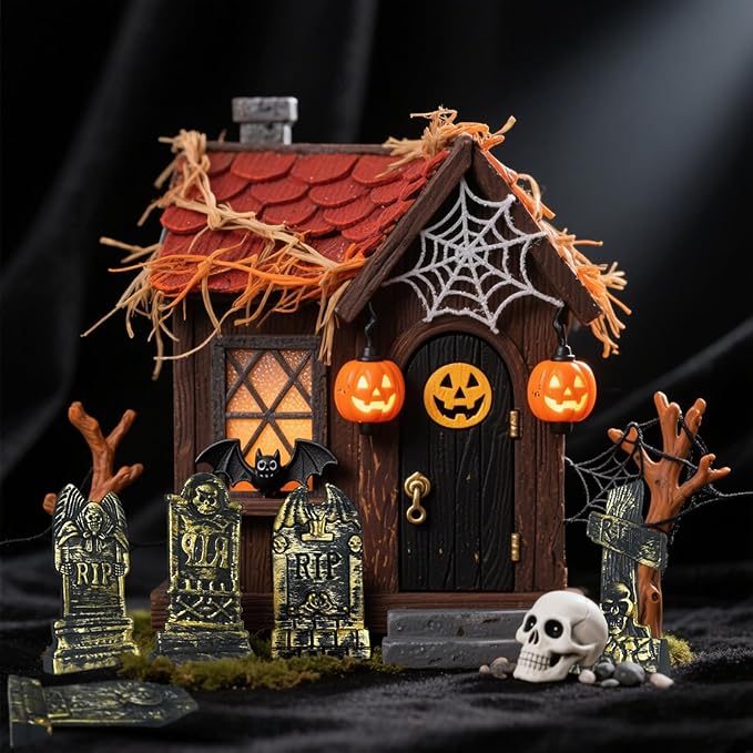 20Pcs Halloween Mini Tombstones Figurines, Plastic Miniature Tombstones Set Mini Gravestones Halloween Decorations for Miniature Graveyard Scene Haunted House DIY Crafts-Ruum Studio Home